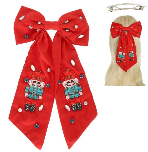 Nutcracker Beaded Hair Bow Clip - Image 2
